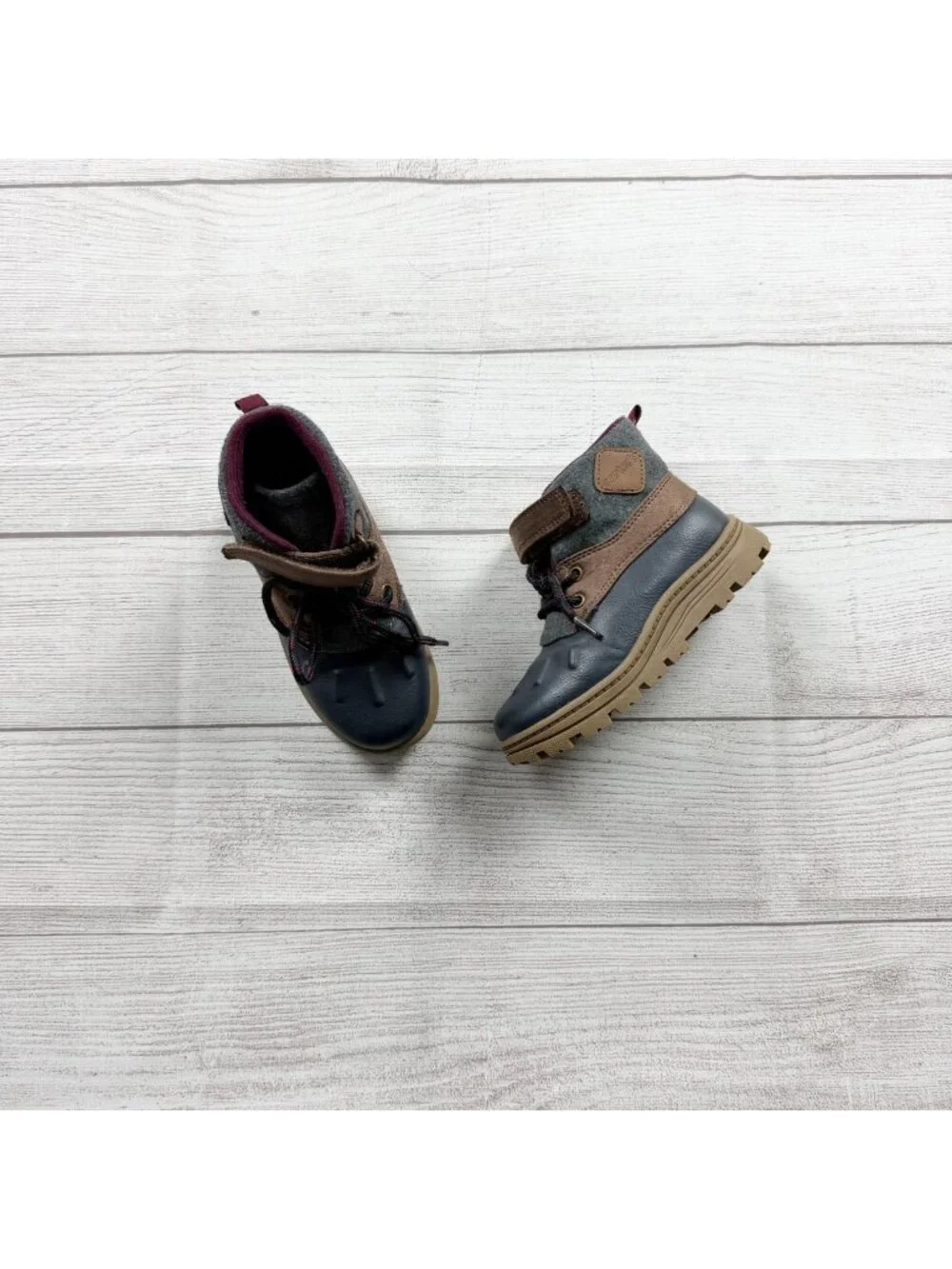 Carter's Kids Blue & Brown Duck Boots All-Weather Lace-Up 10